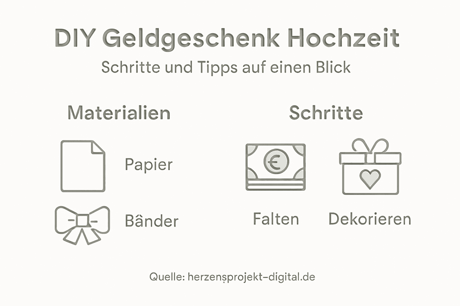 Kreative Ideen für selbstgemachte Geldgeschenke zur Hochzeit – unsere Infografik zum Nachbasteln