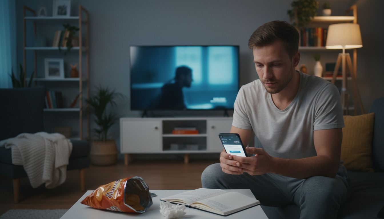 Ein Mann ruft einen digitalen Gutschein auf seinem Smartphone ab.
