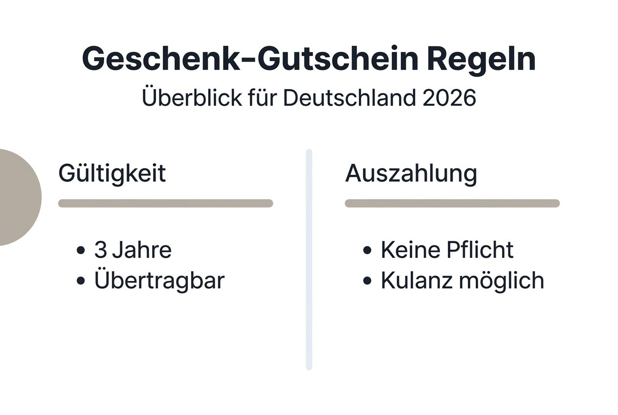 Infografik: Die wichtigsten Gutschein-Regeln in Deutschland 2026