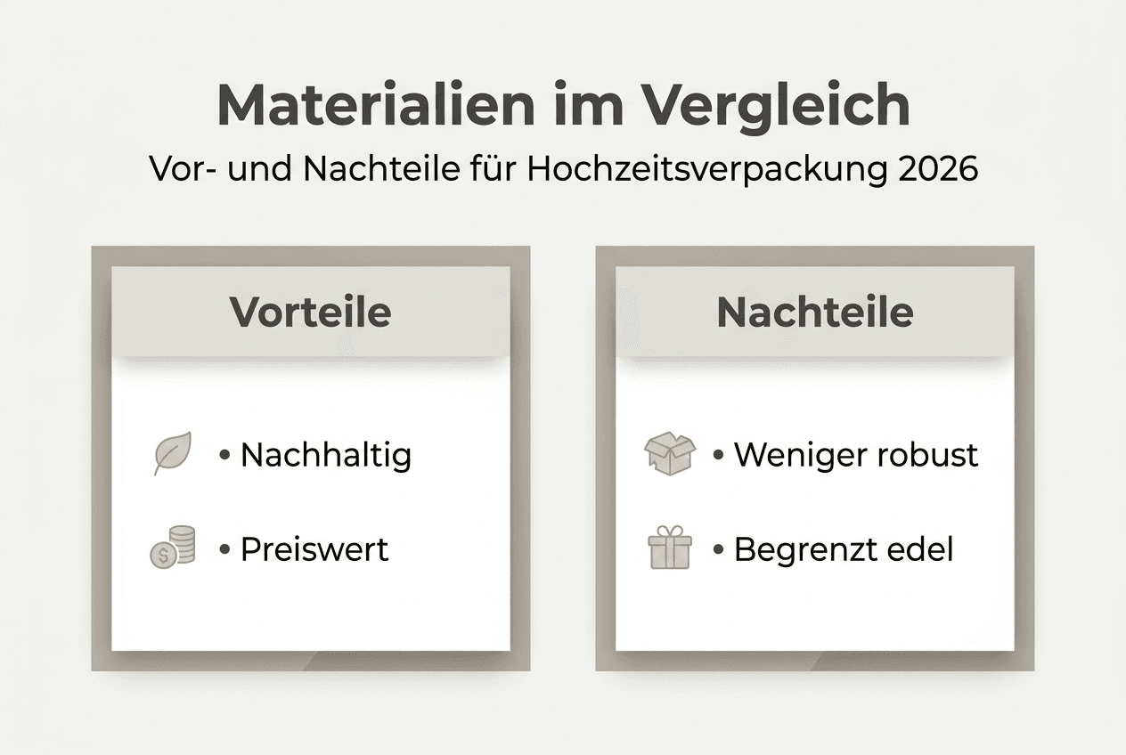 Infografik: Die besten Materialien für Geschenkverpackungen zur Hochzeit im Vergleich