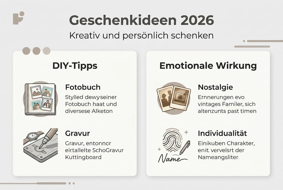 Infografik: Inspirierende Ideen für persönliche und kreative Geschenke auf einen Blick