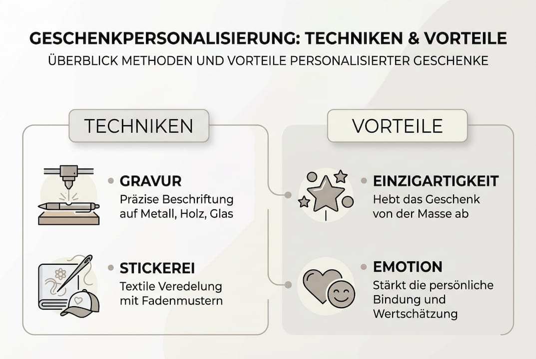 Grafik: Methoden und Mehrwert individueller Geschenkideen auf einen Blick