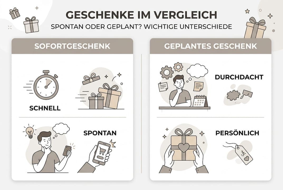 Infografik: Spontane Geschenke vs. sorgfältig geplante Überraschungen