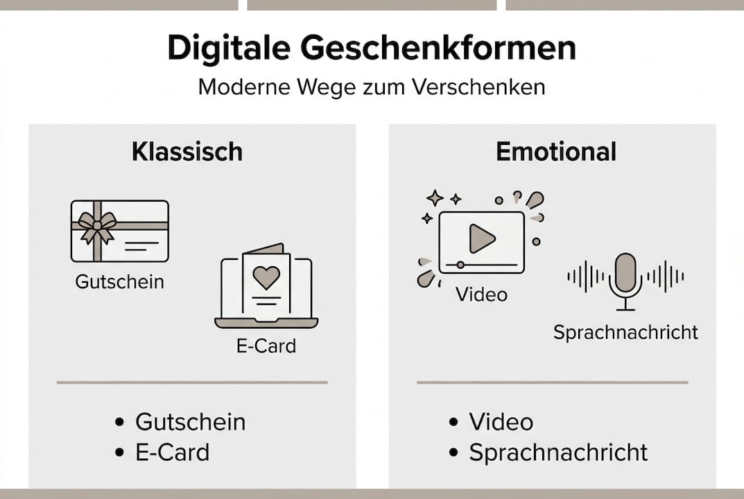 Infografik: Die verschiedenen Arten digitaler Geschenke im Überblick