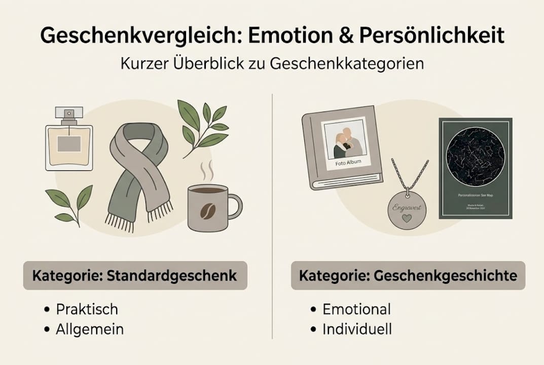 Kurzer Überblick: Infografik stellt verschiedene Geschenkarten im Vergleich dar