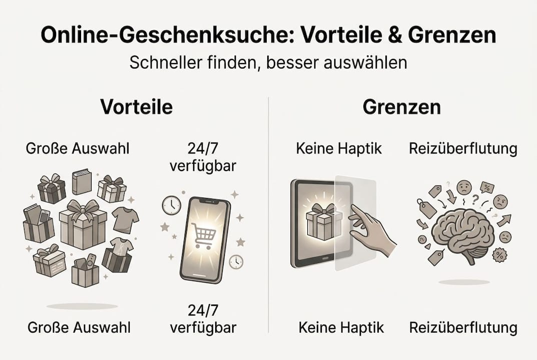 Infografik: Chancen und Herausforderungen bei der Online-Geschenksuche
