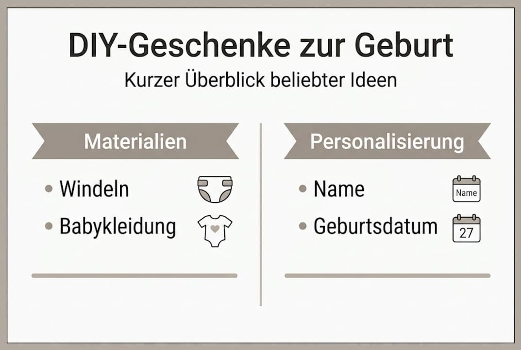Kreative Ideen für selbstgemachte Geschenke zur Geburt – eine Infografik