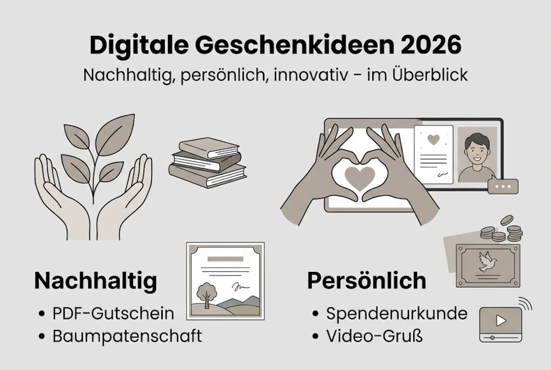 Infografik: Digitale und umweltfreundliche Geschenkideen für 2026