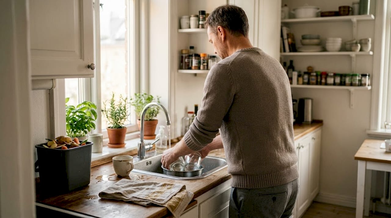 Zu Hause spült man wiederverwendbares Küchenzubehör ganz einfach im Waschbecken ab.