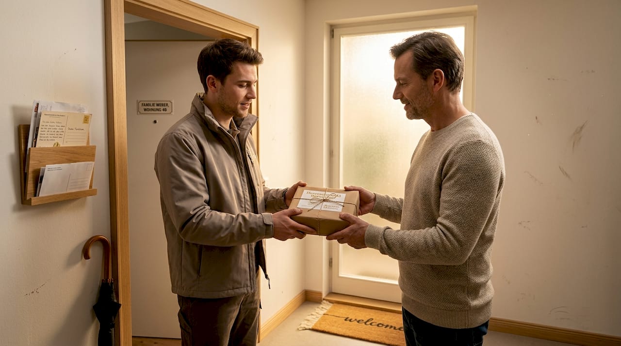 Der Paketbote bringt das Päckchen bis direkt an die Wohnungstür.