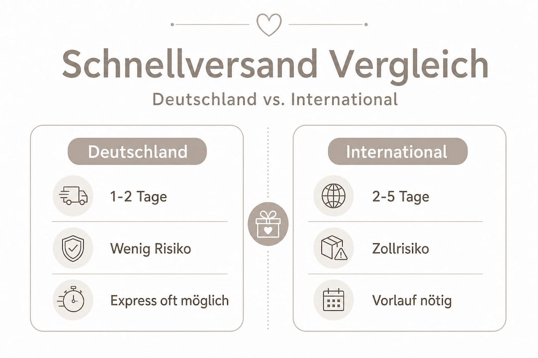 Infografik: Expressversand – Unterschiede und Gemeinsamkeiten im nationalen und internationalen Vergleich