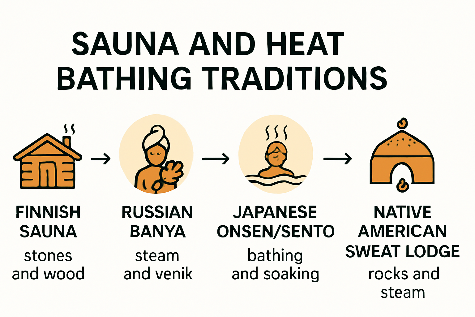 Different heat bathing traditions around the world infographic
