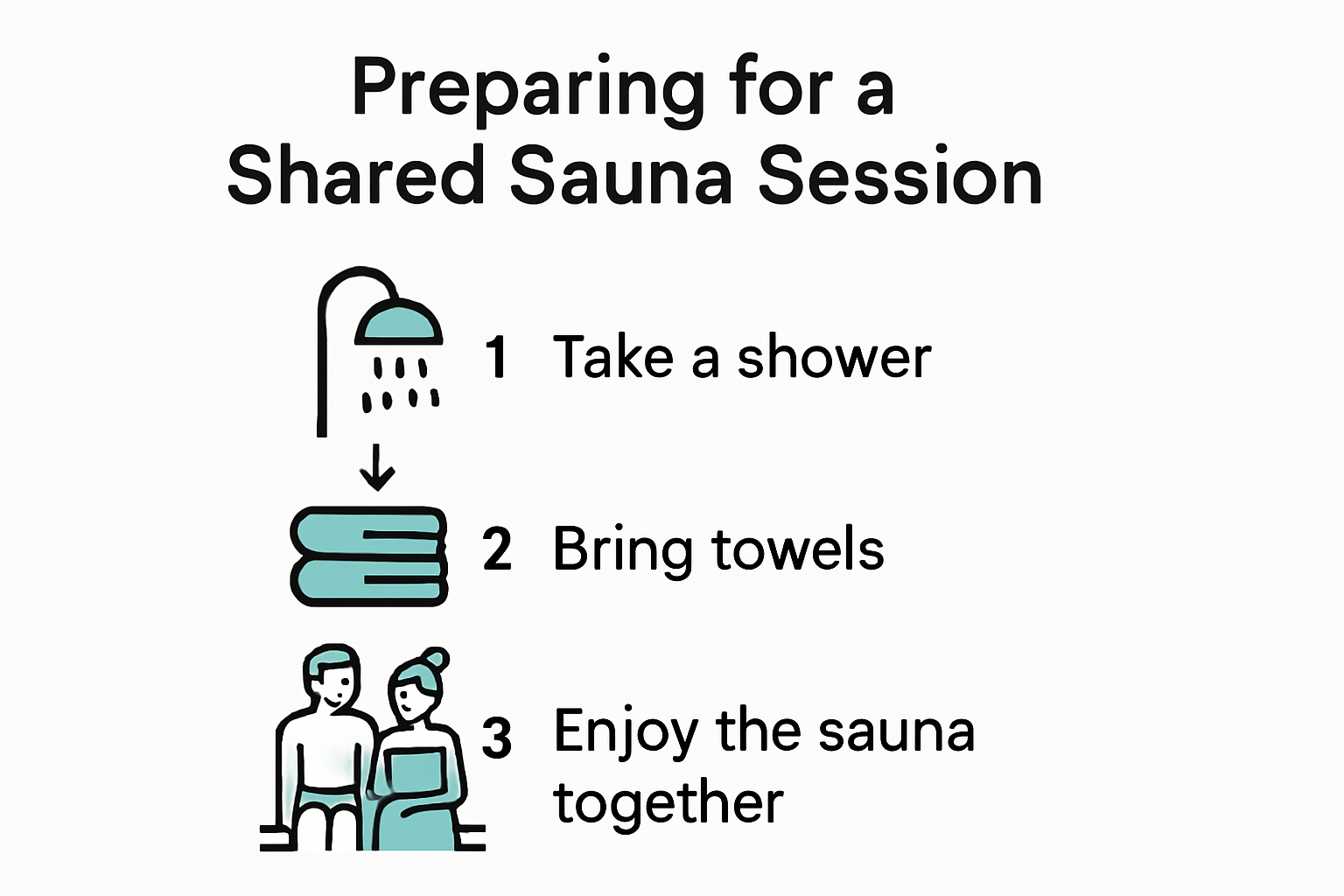 Infographic showing sauna preparation tips.