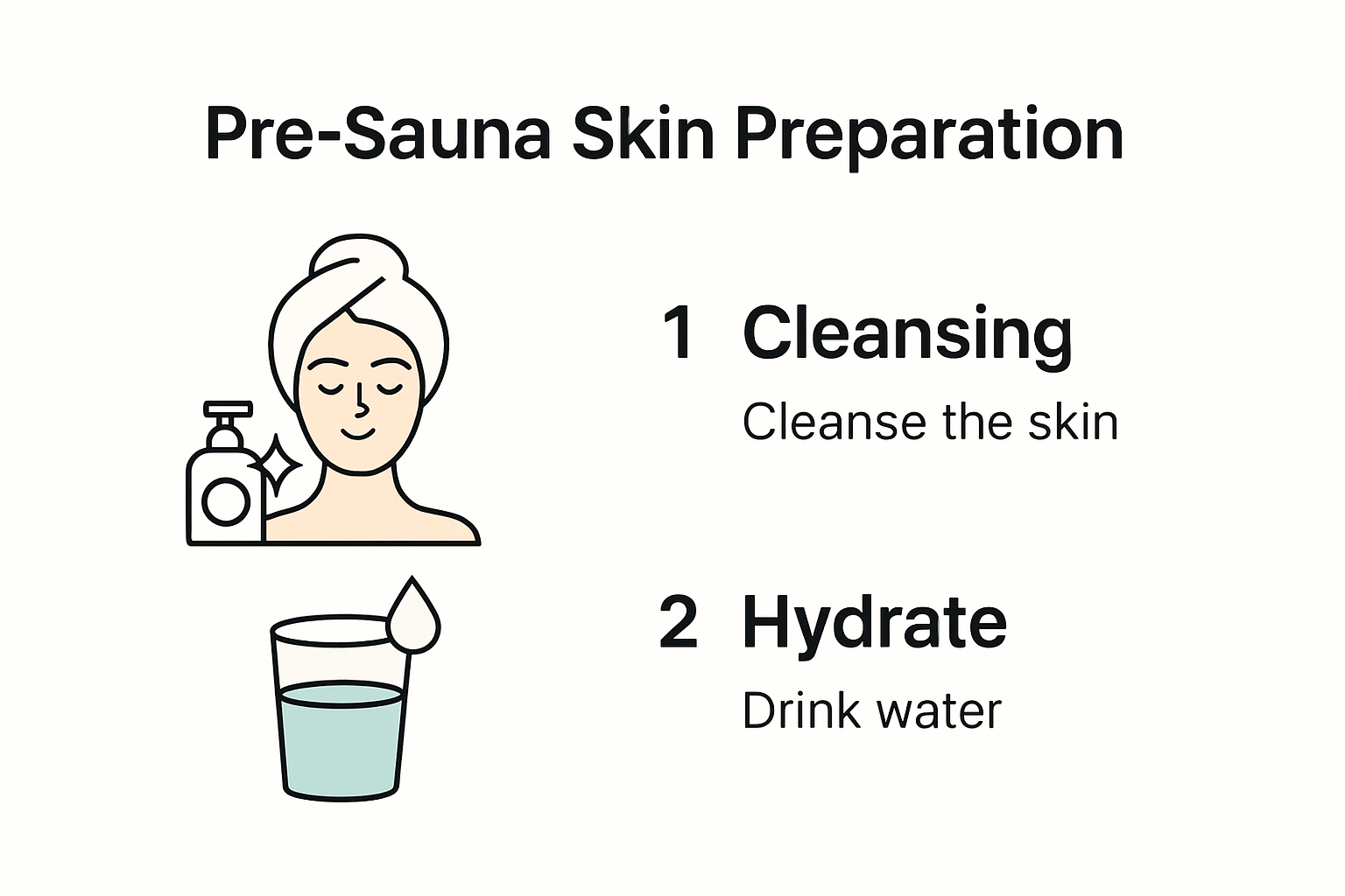 Infographic: Steps for prepping skin before using a sauna.