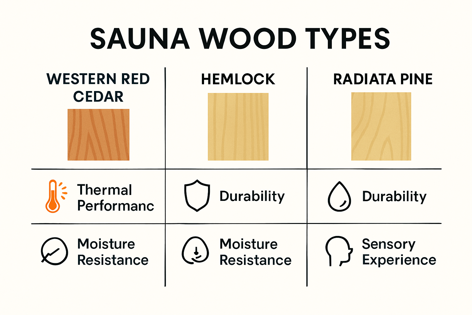 Properties of sauna woods infographic