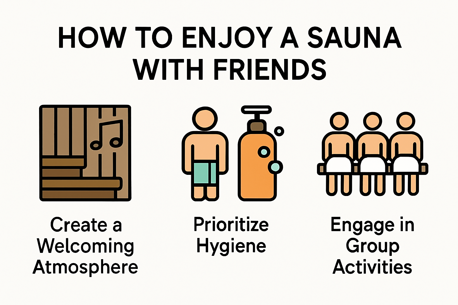 Key tips for enjoying sauna with friends infographic
