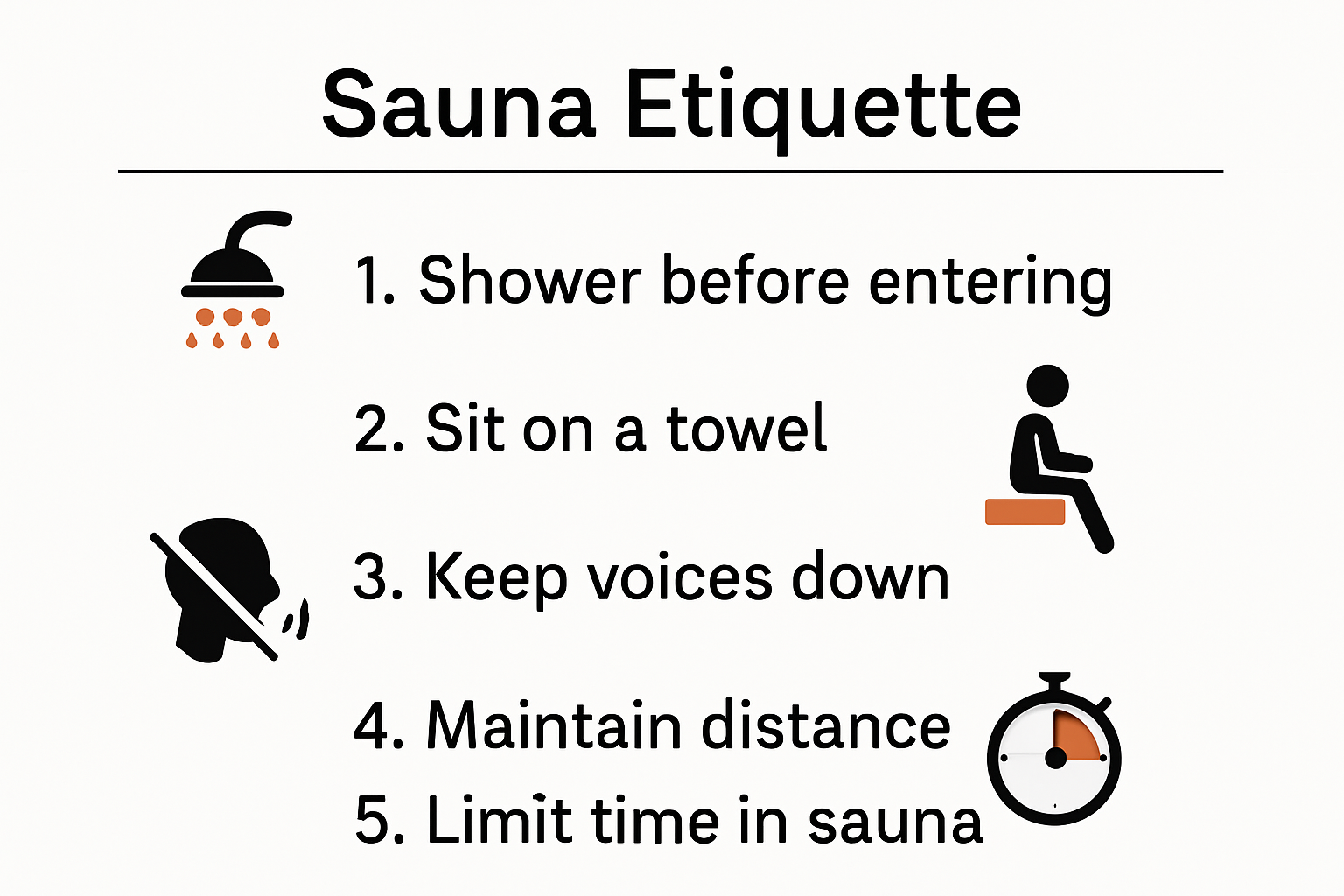 Infographic of sauna etiquette essential rules summary