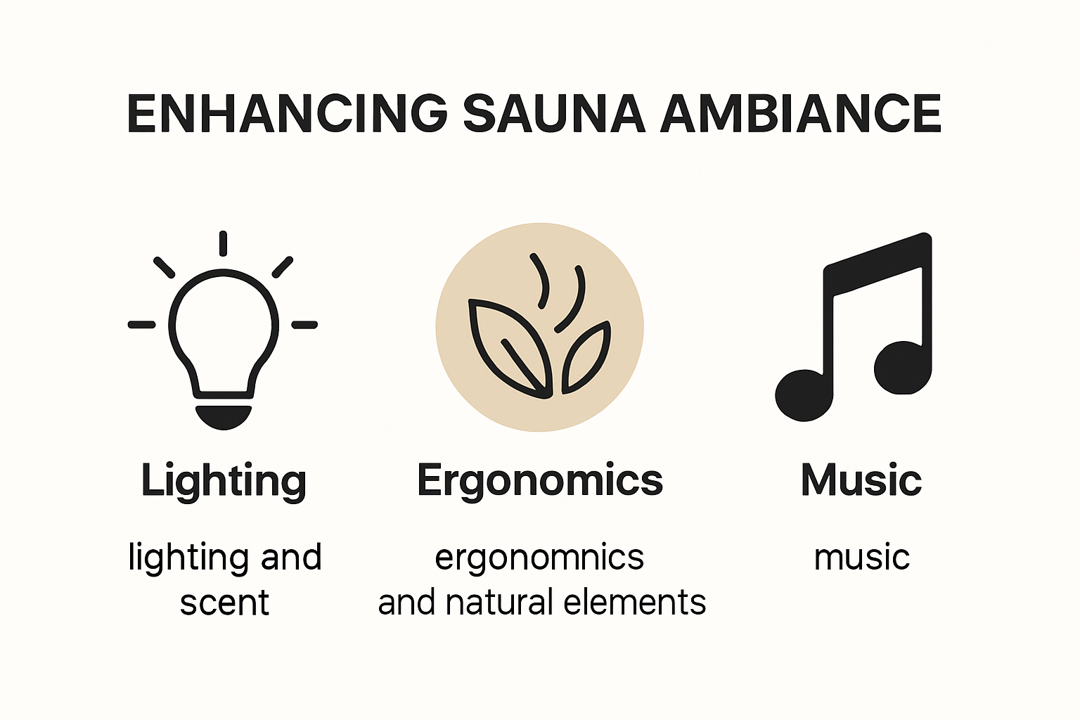 Infographic showing factors for enhancing sauna ambiance
