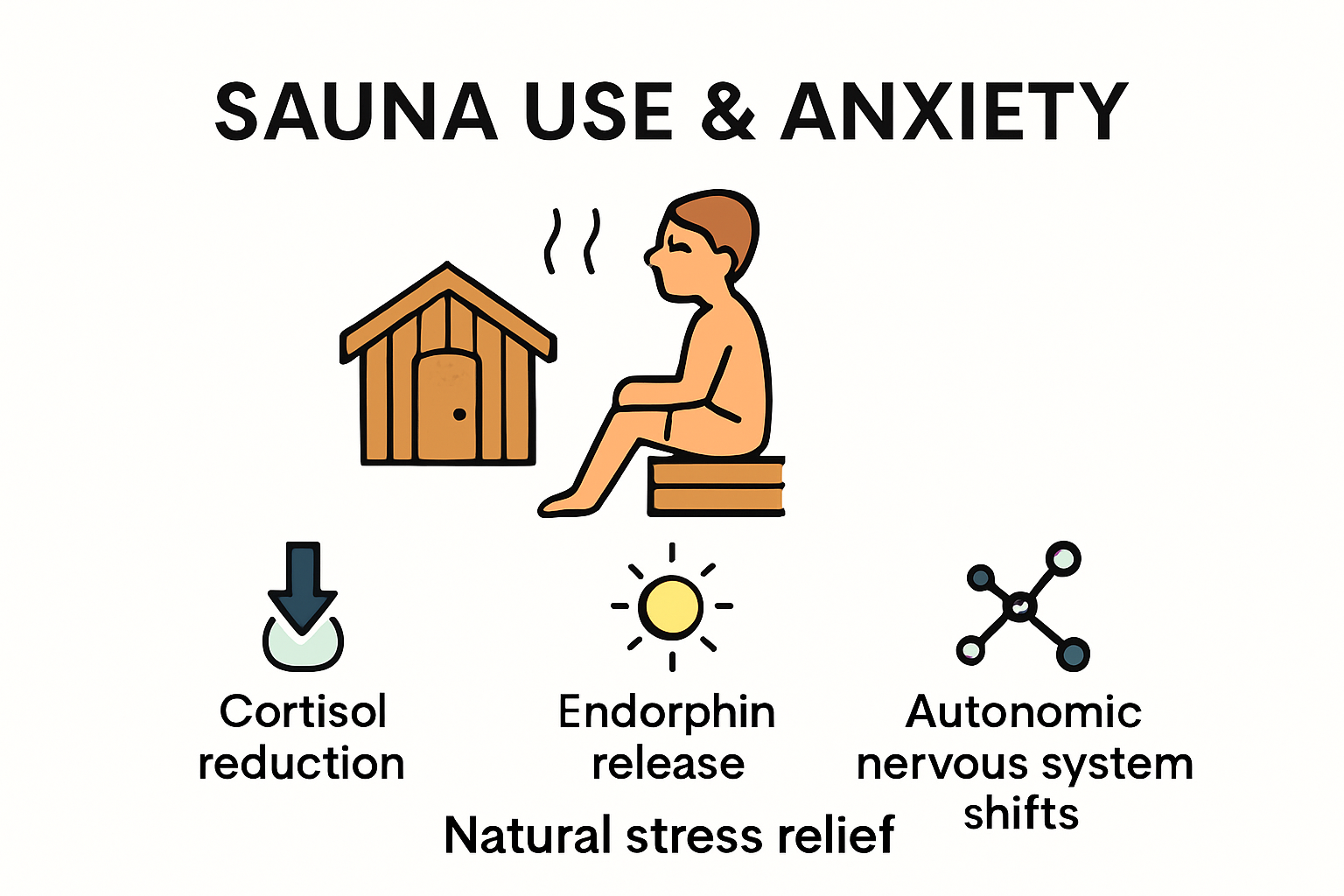 Infographic showing sauna benefits for anxiety relief