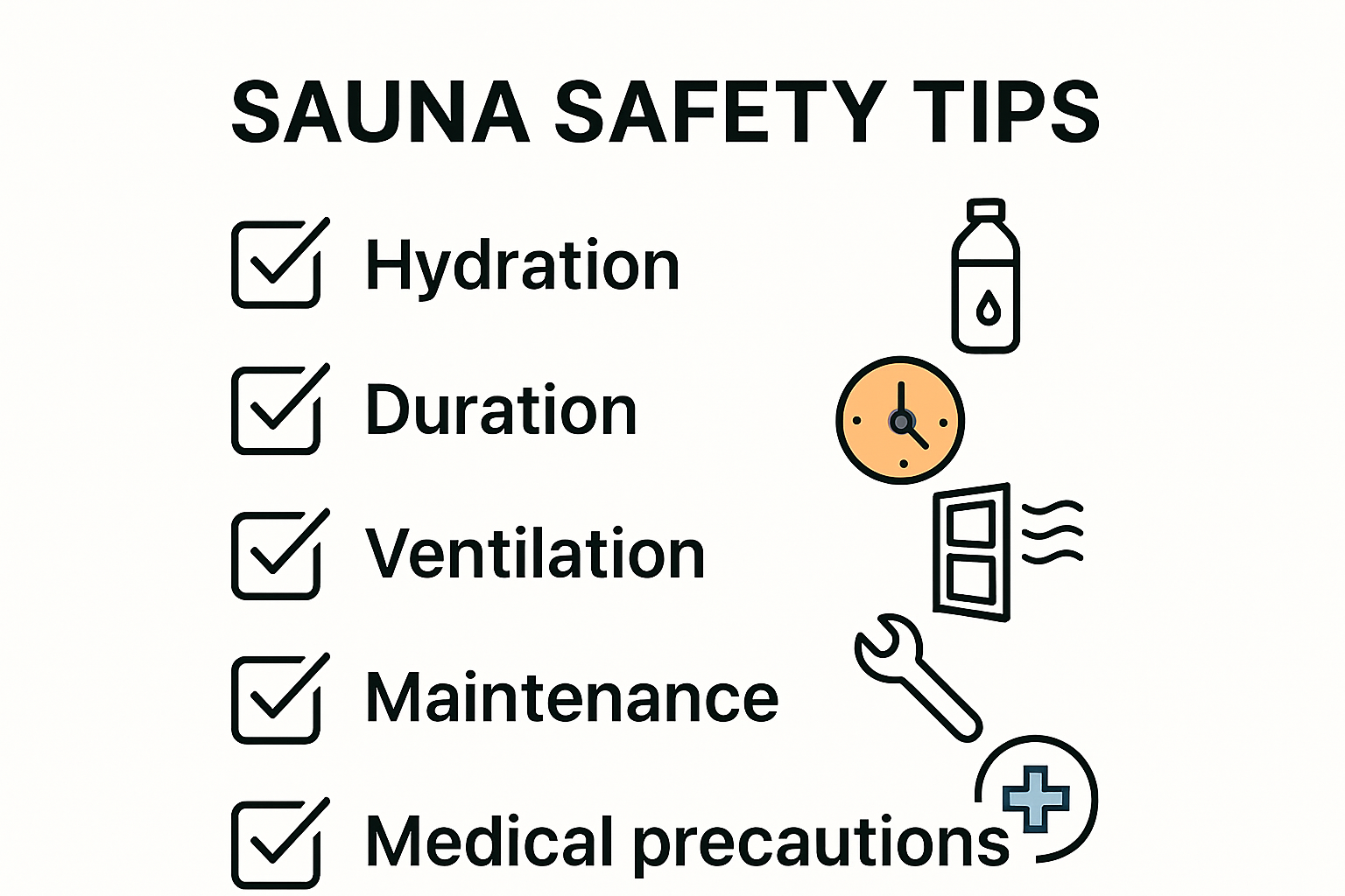Top 5 sauna safety tips checklist infographic
