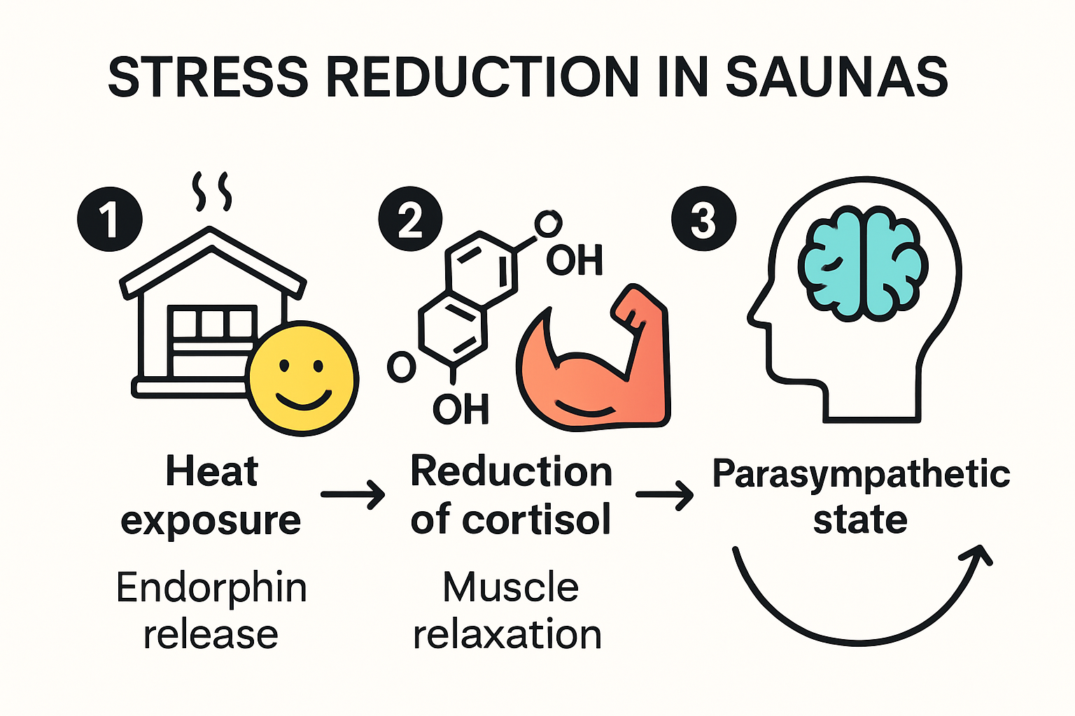 Infographic showing sauna stress reduction steps