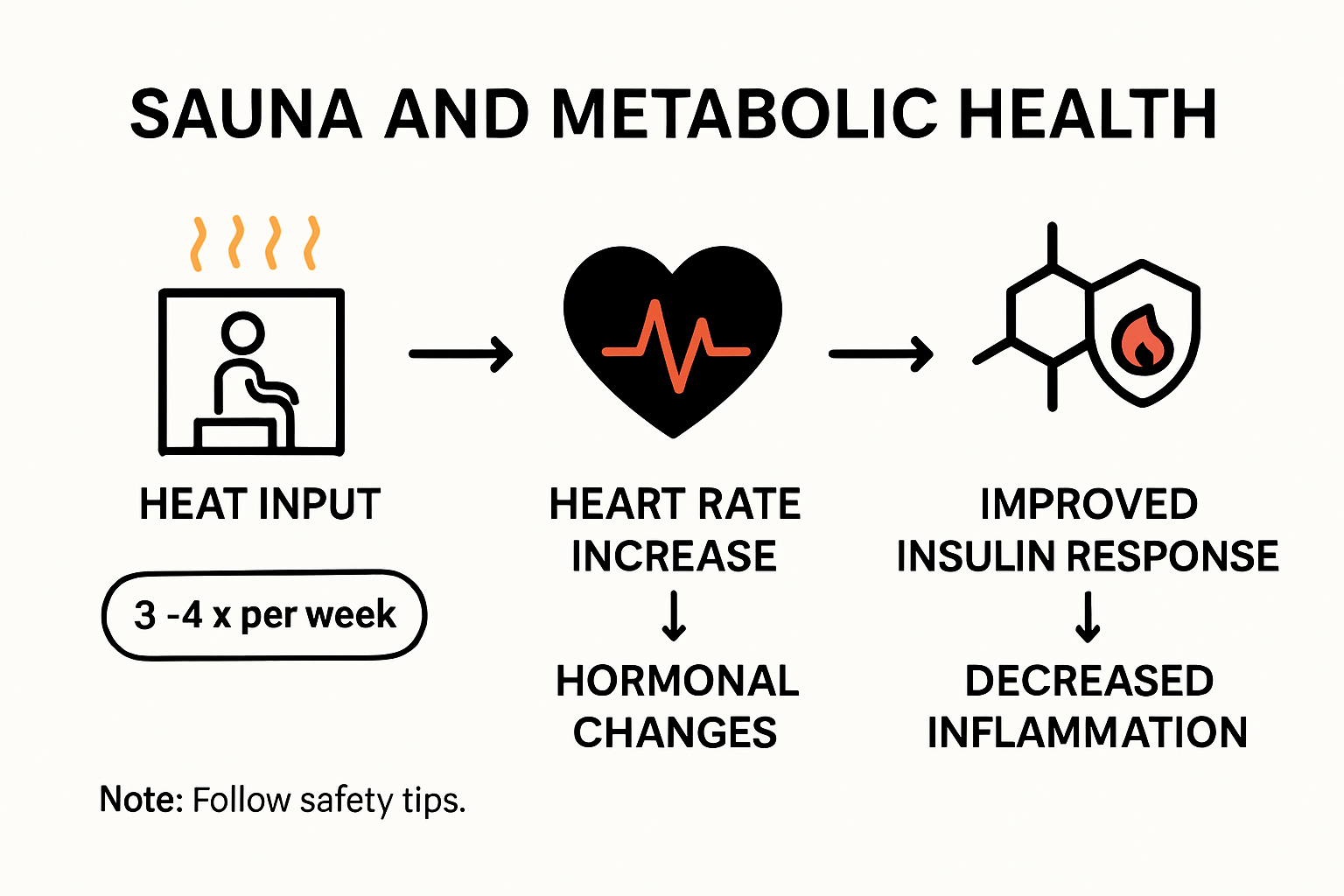 Infographic showing sauna heat impact on metabolism