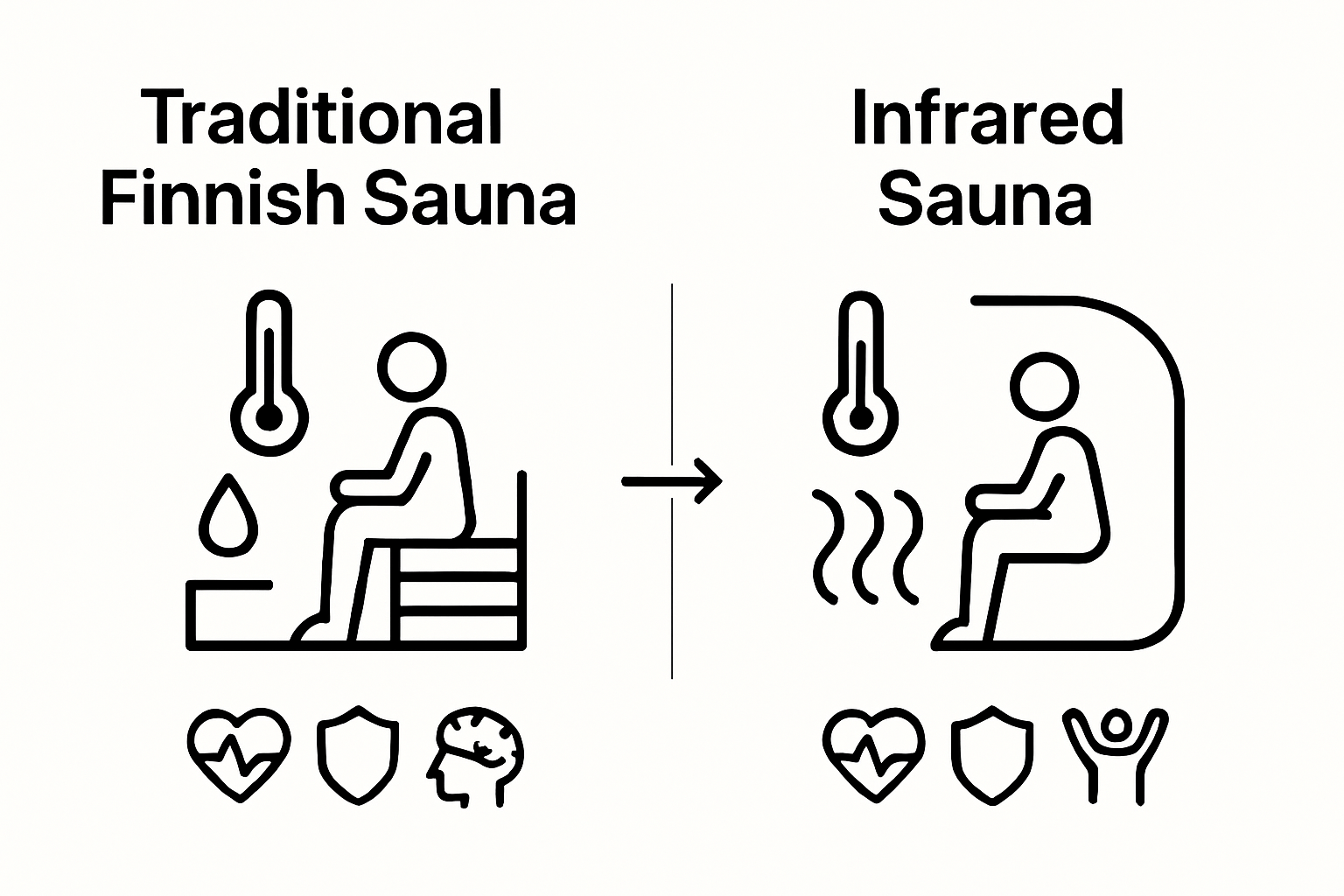 Finnish vs infrared sauna simplified visual comparison