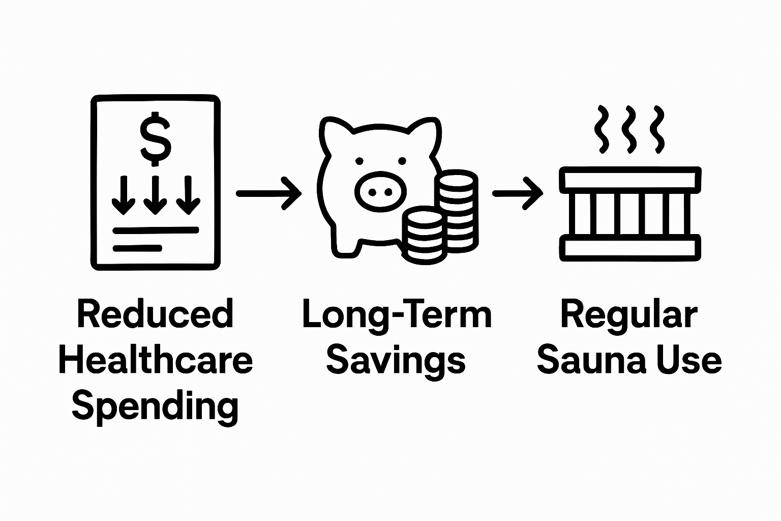 Infographic showing sauna leading to reduced health costs and more savings