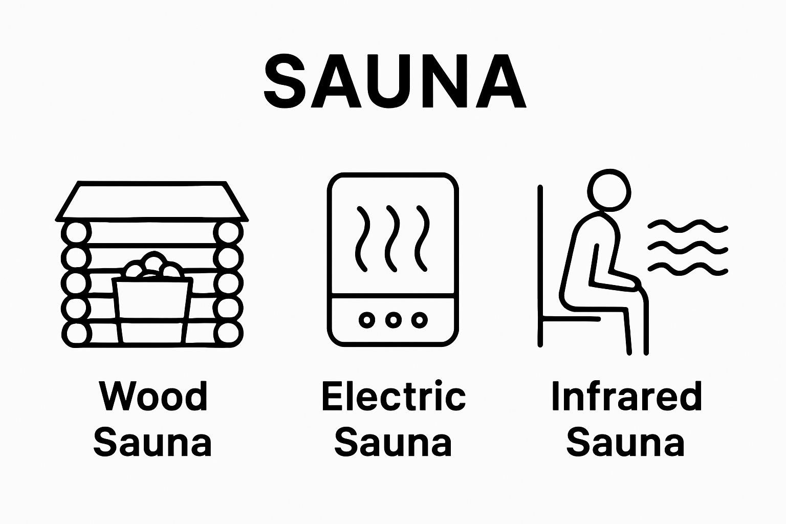 Visual comparison of wood, electric, and infrared saunas