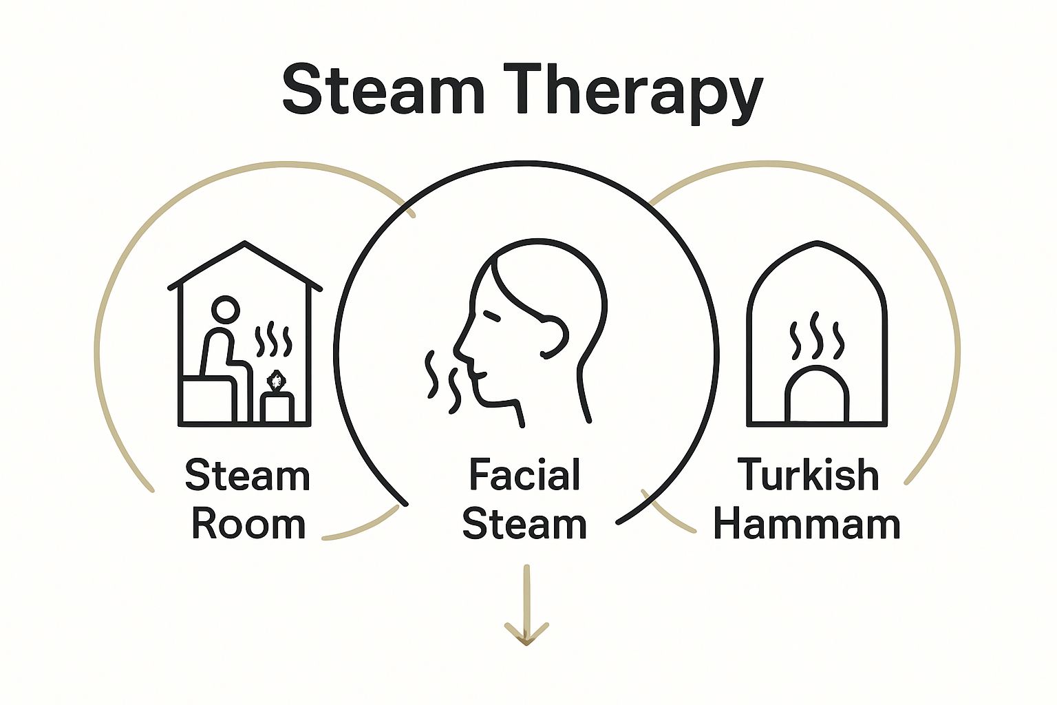 Visual comparison of three steam therapy types
