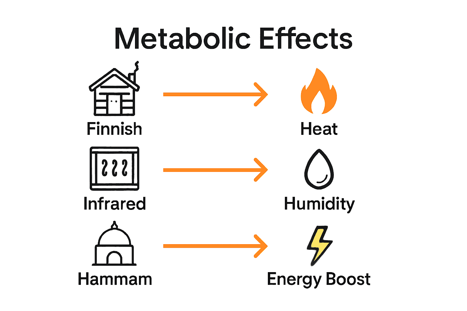 Infographic showing sauna types and their metabolic effects