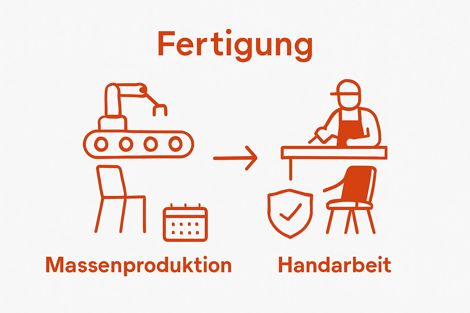 Infographic comparing handmade vs. mass-made outdoor furniture