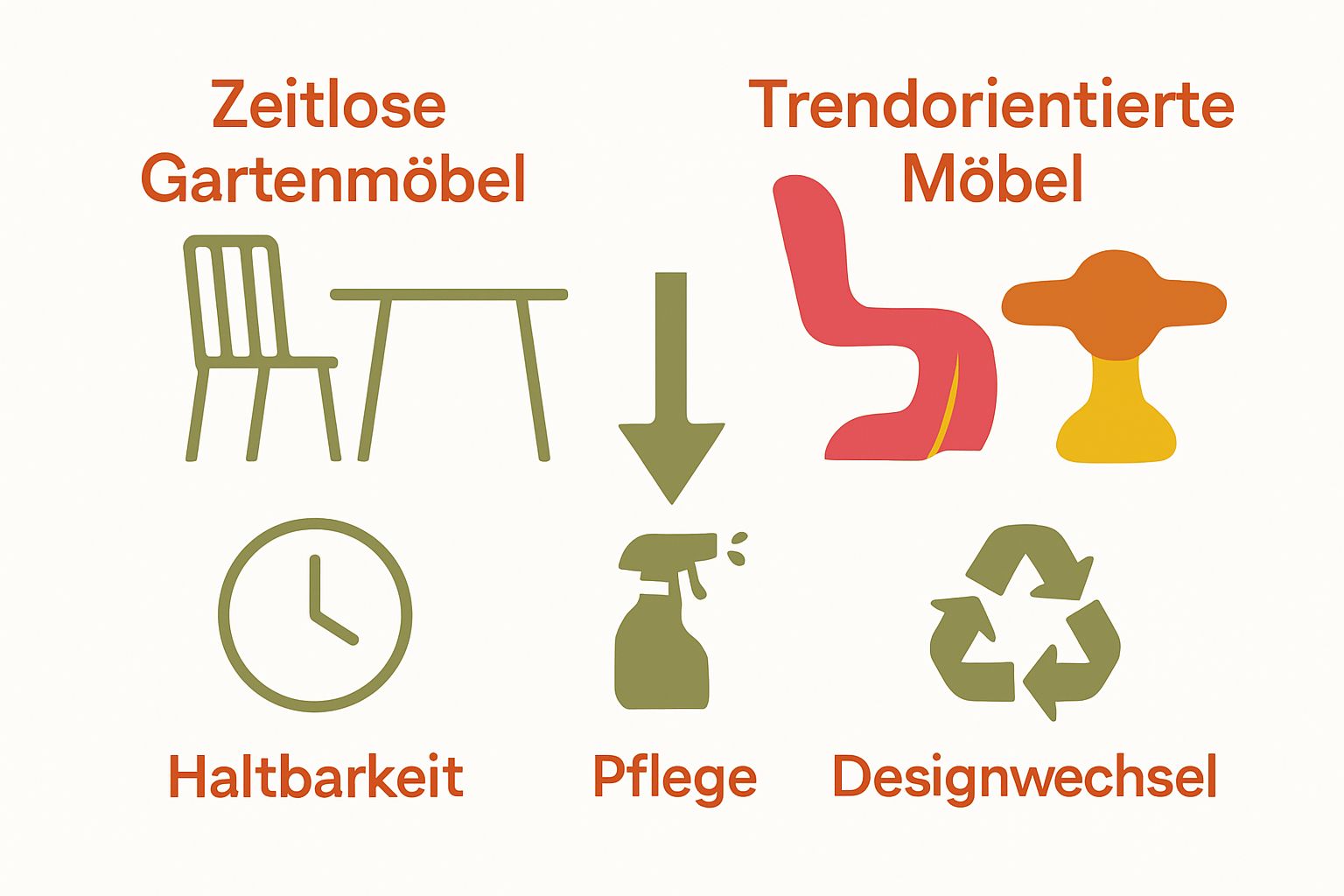 Vergleich ikonischer, langlebiger Gartenmöbel mit schnellen Trendmöbeln