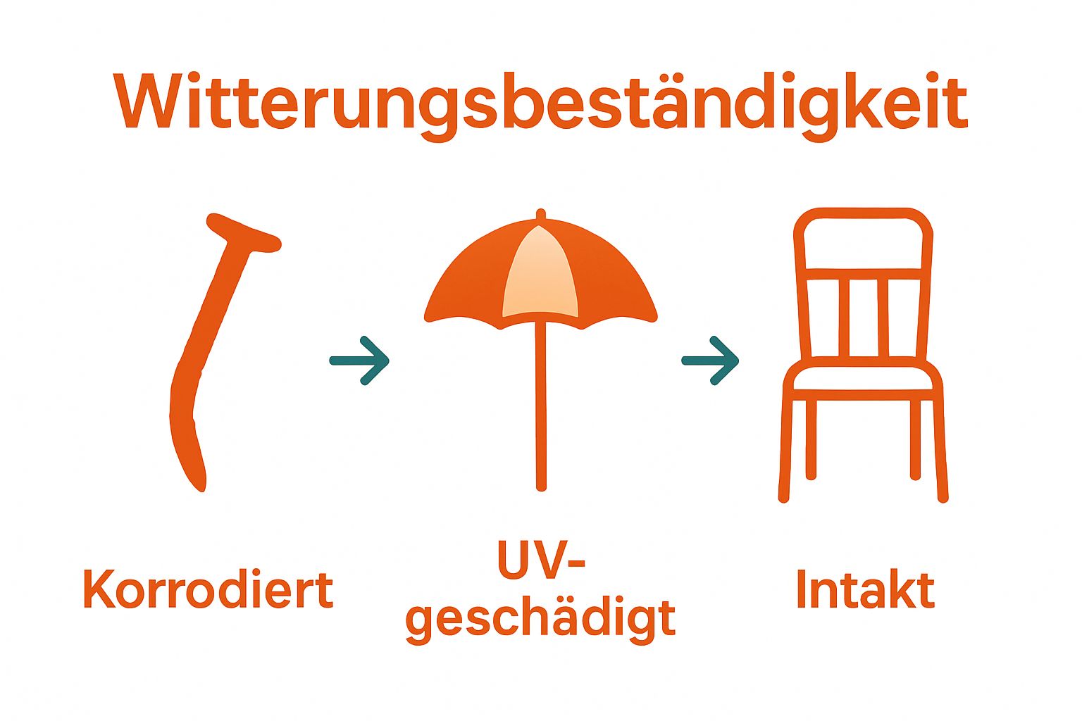 Visual comparison of rust, fading, and intact weather-resistant material