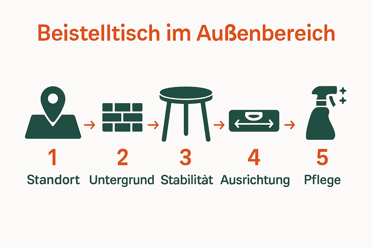 Infografik: Die 5 Schritte für den perfekten Outdoor-Beistelltisch.