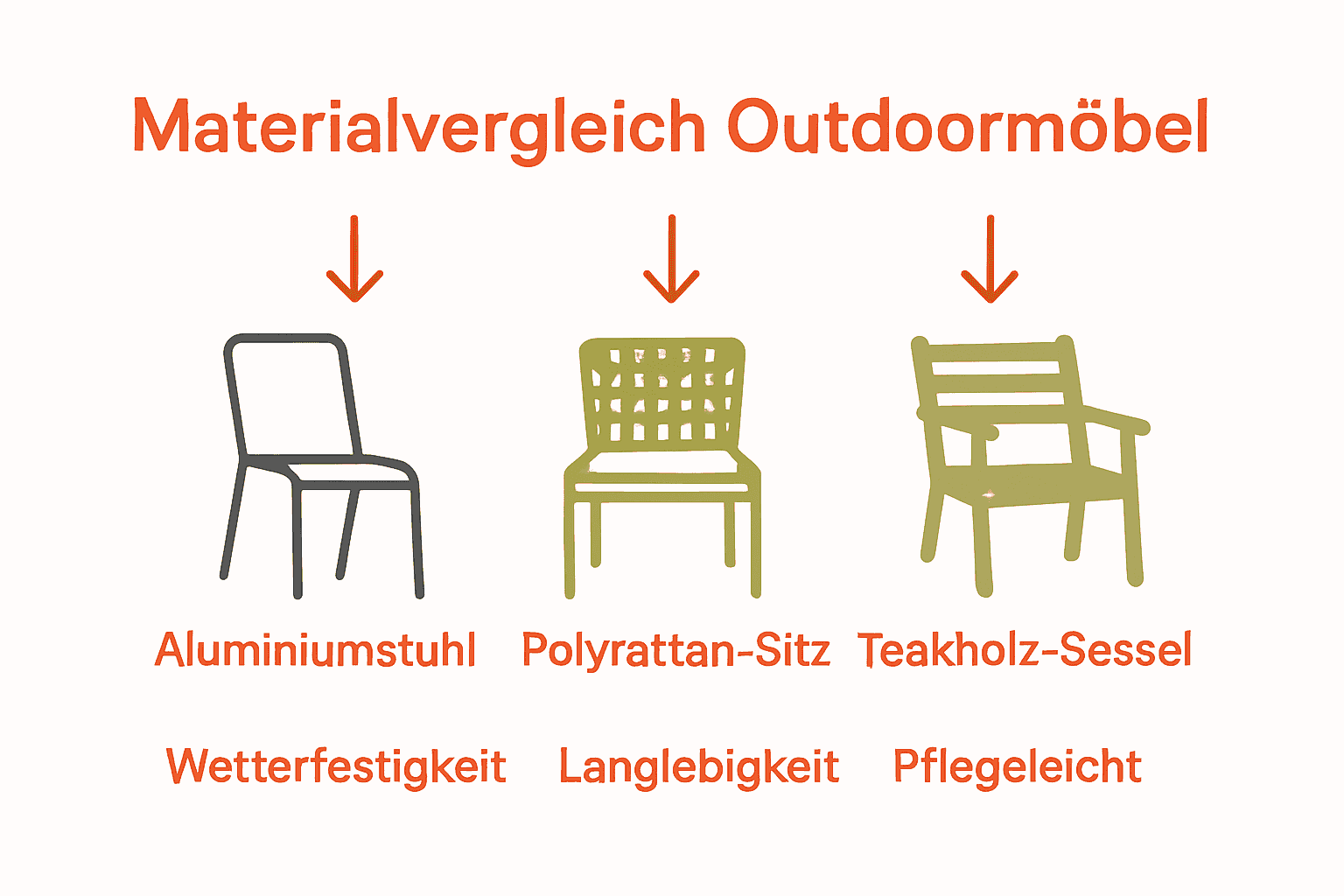 Infografik Materialvergleich Gartenmöbel wetterfest langlebig