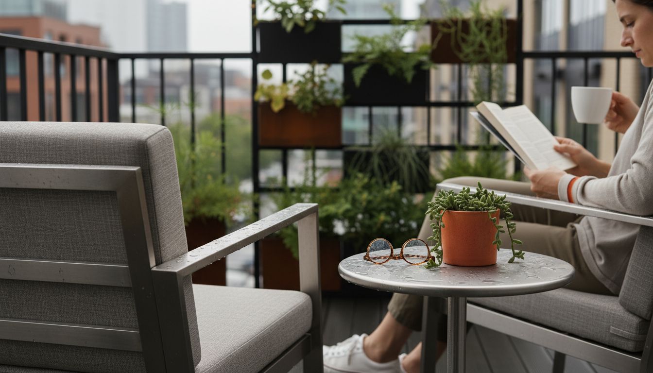 detailansicht gartenmöbel edelstahl