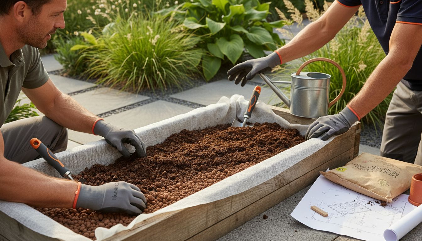 Pflanztrog Drainageschicht Garten