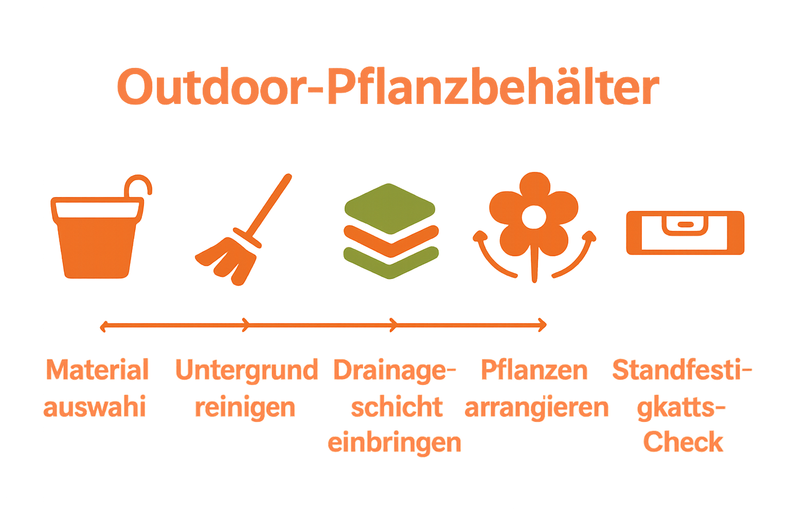 Infografik zu 5 Schritten für Outdoor-Pflanzbehälter