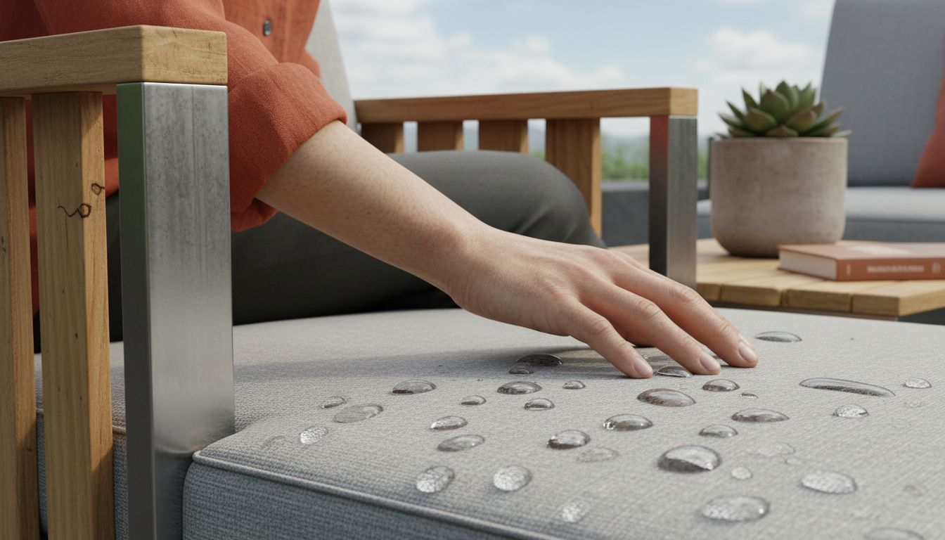 Materialdetails moderner Gartenmöbel im Fokus