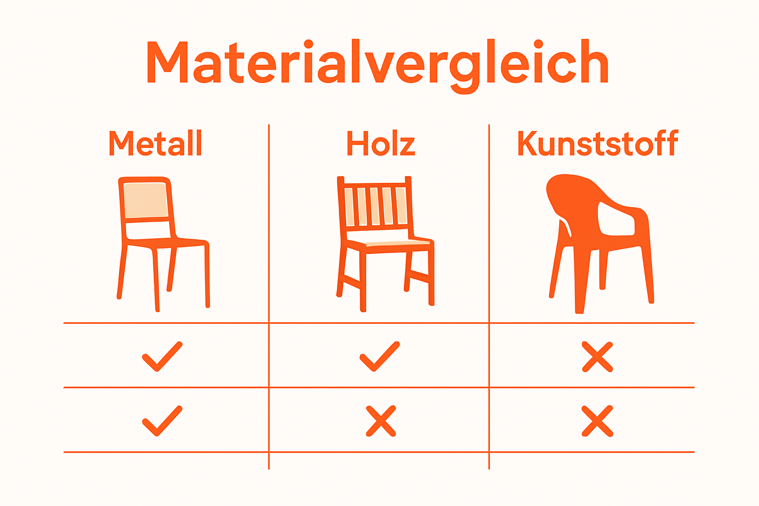 Infographic comparing outdoor furniture materials