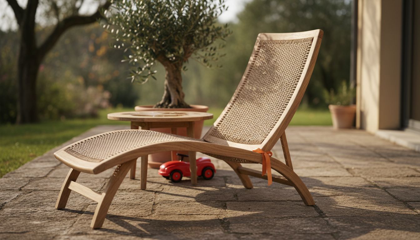 Exklusive Detailansicht eines Designer-Gartenloungesessels