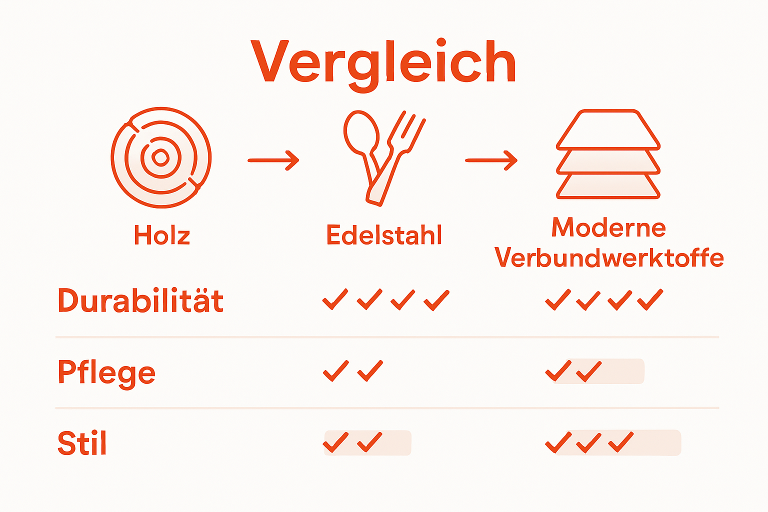 Übersichtsgrafik: Materialien für Gartenmöbel im Vergleich