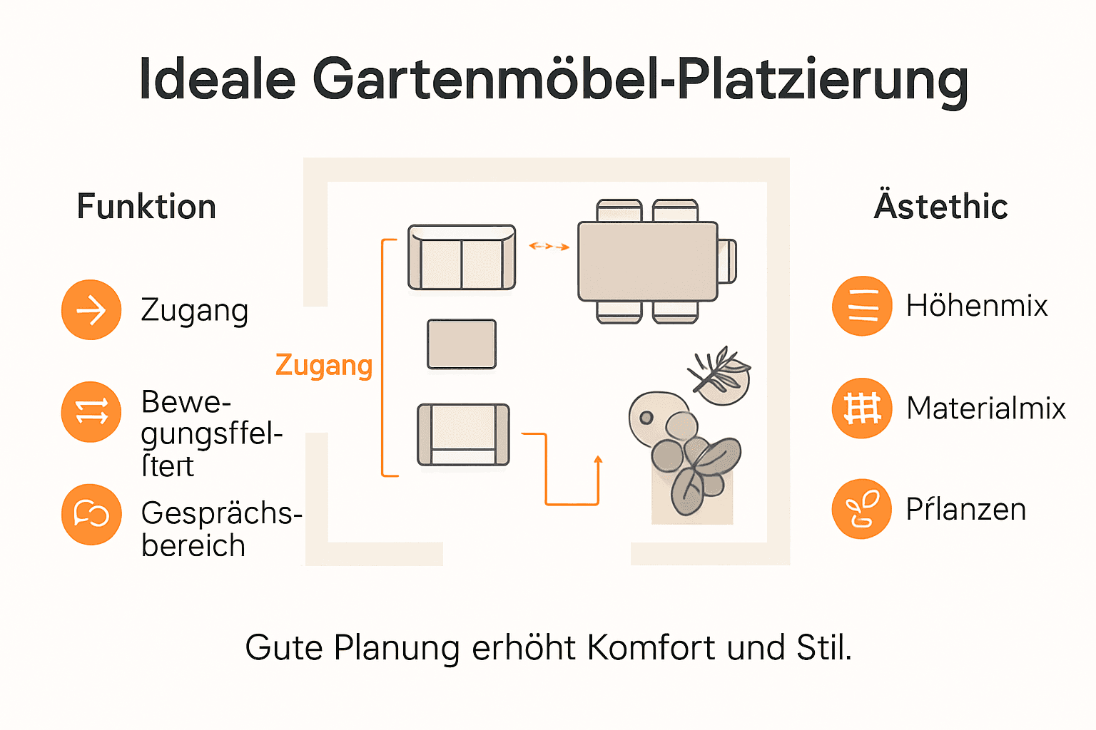 Gestaltung und optimale Anordnung von Gartenmöbeln – eine Übersicht in Bildern