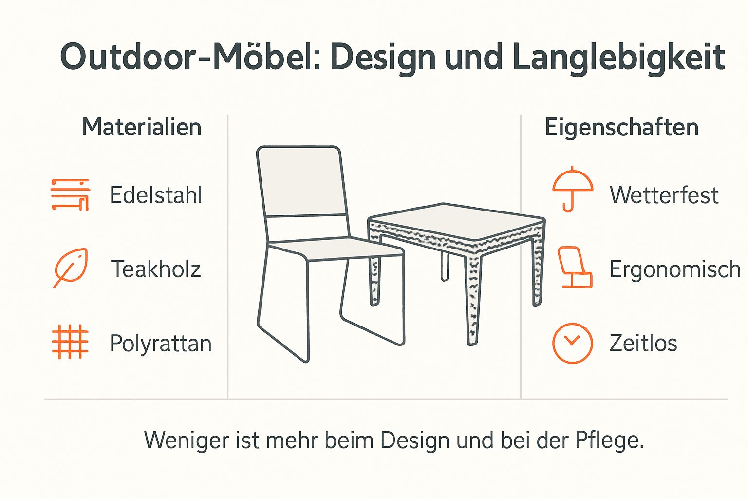 Infografik: Worauf es bei Design und Materialien von Gartenmöbeln ankommt