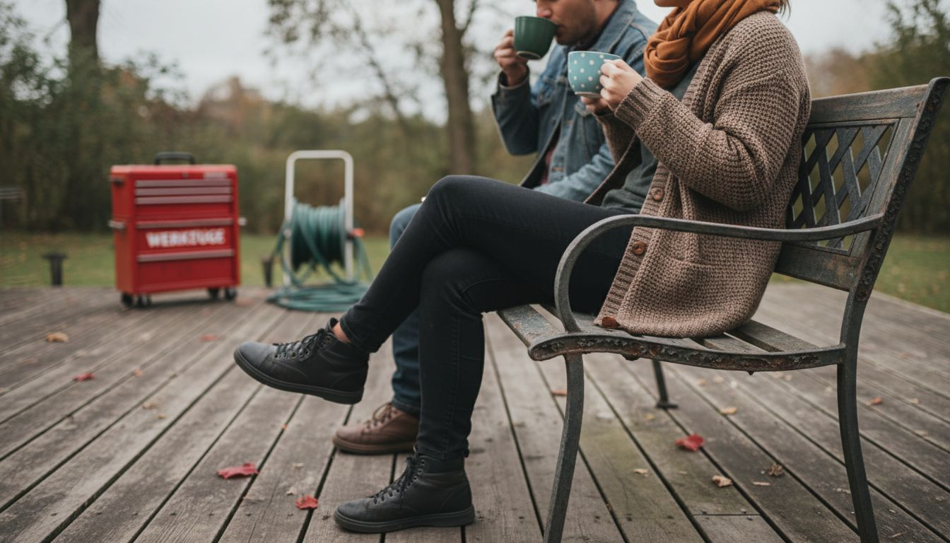 Nahaufnahme eines Outdoor-Möbelstücks mit sichtbaren Gebrauchsspuren.