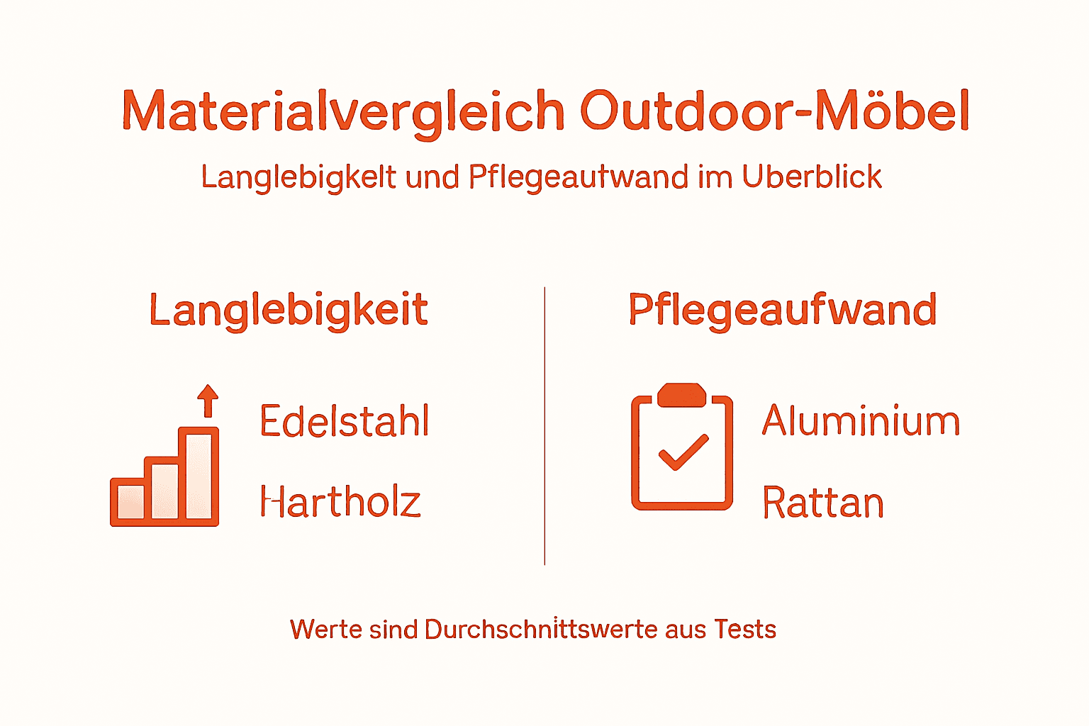 Vergleich der Materialien bei Gartenmöbeln anschaulich in einer Infografik dargestellt