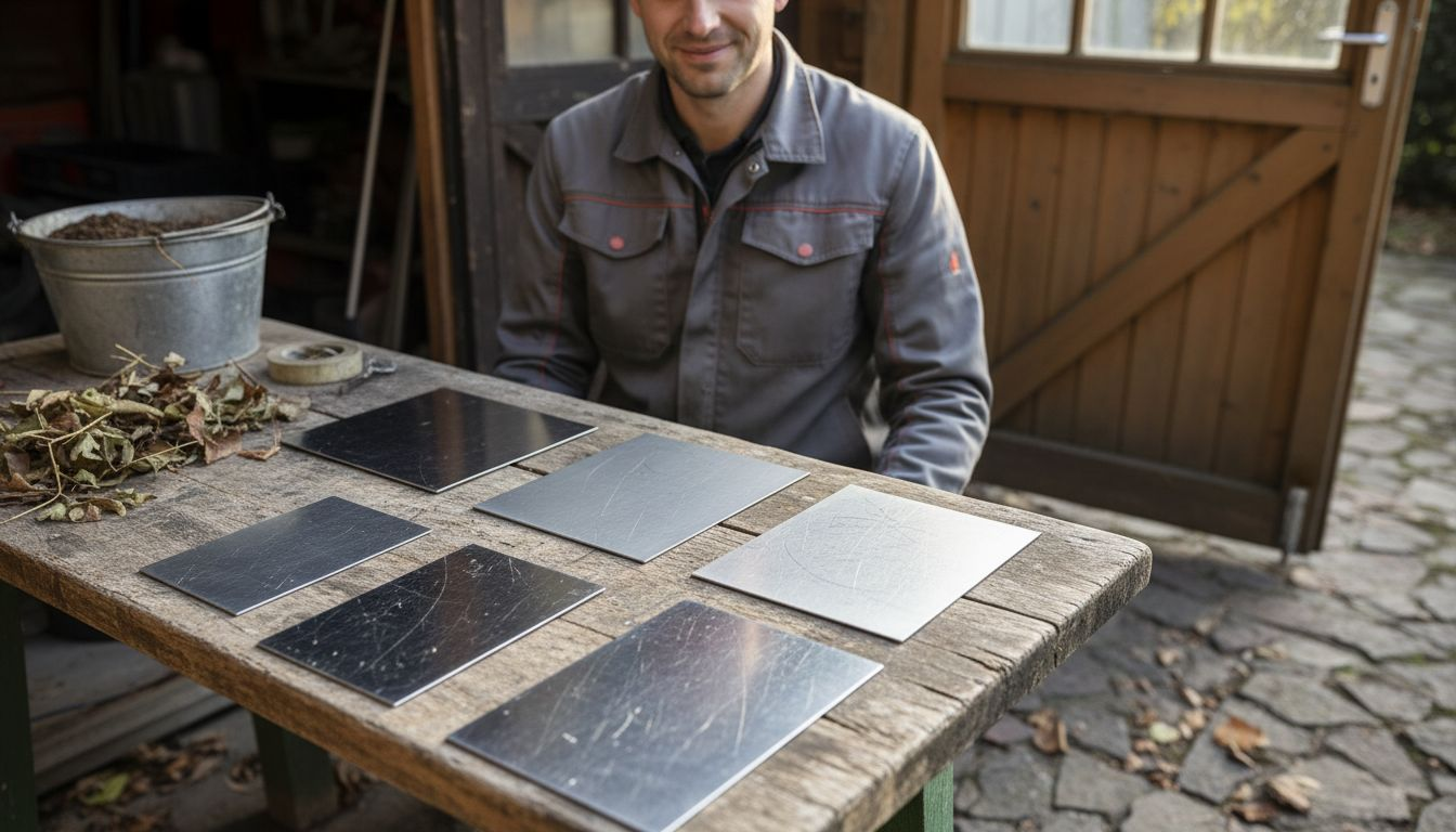 Gartentisch mit Edelstahlplatte in unterschiedlichen Designs