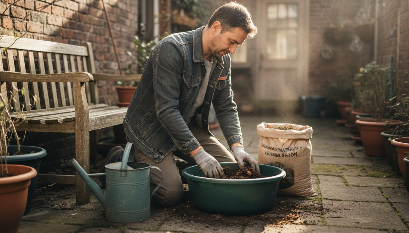 Zuerst sorgt man für eine gute Drainage und bereitet das passende Substrat vor.