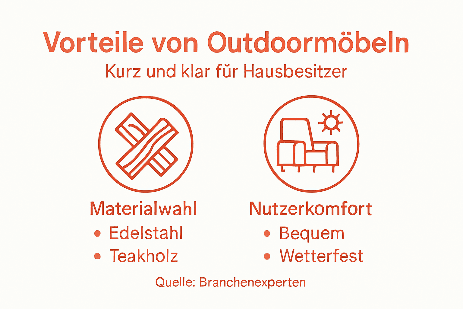 Die Infografik veranschaulicht, welche Vorteile Garten- und Outdoormöbel bieten.